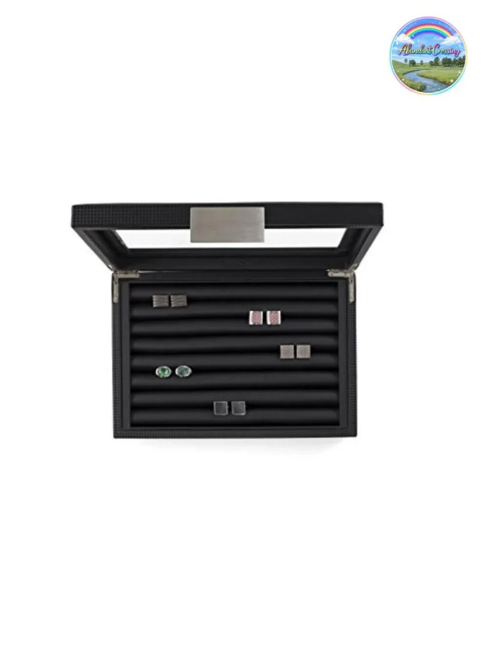 Large Cufflink Box for Men - Holds 70 Cufflinks, Faux Leather Display Case